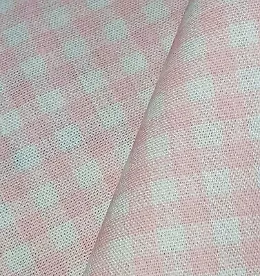 £4.99 • Buy Pale Pink & White Cotton Gingham Curtain Fabric