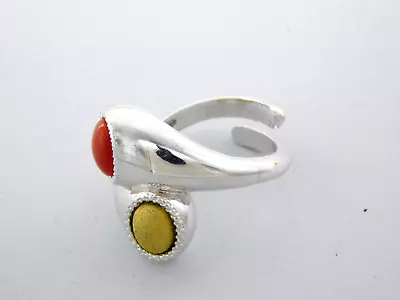 Coral Ring In 925 Sterling Silver Gemstone And Hand Made Of Italy Jewels Natural • $64.36