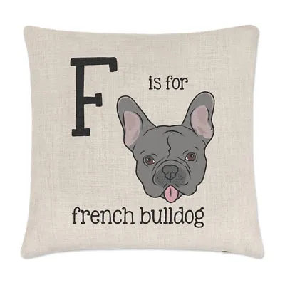$13.47 • Buy Letter F Is For French Bulldog Linen Cushion Cover Pillow Alphabet