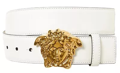 Versace Men's La Medusa Leather Belt Off White Size 105 / 42 - Made In Italy • $329.99