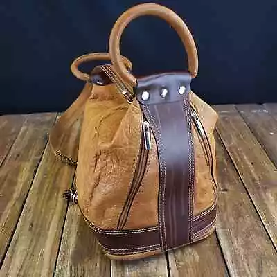 Vintage Vera Pelle Leather Convertible Crossbody Sling Backpack Multi-Tone Purse • $89.99