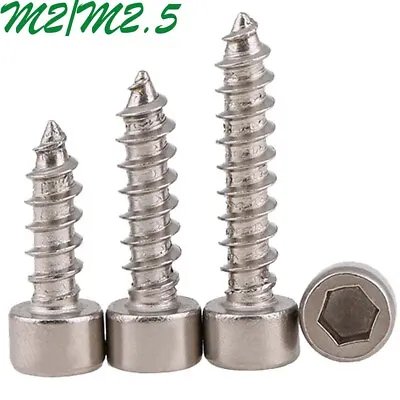 M2 M2.5 304 Stainless Steel Hex Socket Cap Head Self Tapping Screws Wood Screws • $7.85