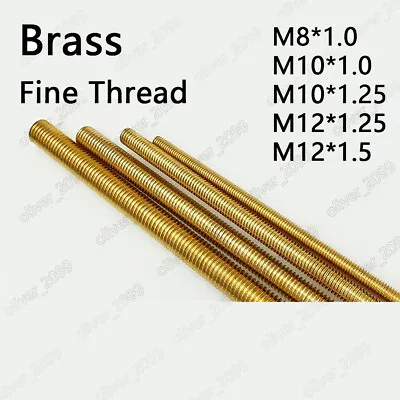 Fine Thread Brass Threaded Rods Metric Thread Studs Bolts M8 M10 M12 • $143.16