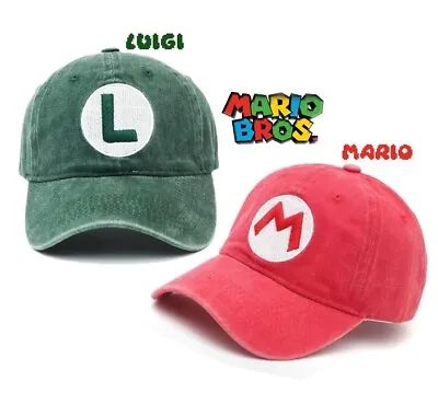 Super Mario Bros Cap - 100% Washed Cotton Embroidered Adjustable Ball Cap • $15.99