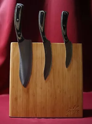 Soyee Bamboo Magnetic Knife Holders Set Of Two (Knives Not Included) 5 Knives • $31.99