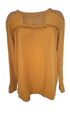 Ladies Lovely Lightweight Mustard Long Sleeve Top Size L Approx Size 12 • £1.99