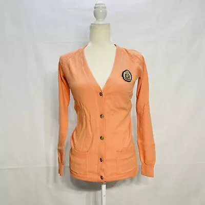 I LOVE H81 Women's Top Plain V-Neck Cardigan Sweater Small  Orange Cotton Blend • $12.50