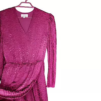 & Other Stories Dress Red Wine Lace-look Chiffon Long Sleeve Size Small • $24.95