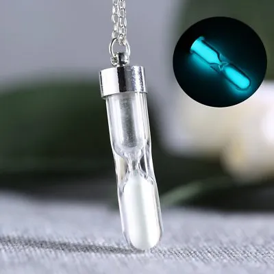 Women Glow In The Dark Sand Timer Hourglass Bottle Luminous Pendant Necklace New • $1.76