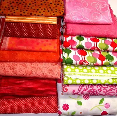 Premium Vtg Estate Quilt Fabric Lot  Mixed Design Maywood Etc Abt 8-9 Yds REDS • $25.99