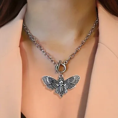 Gothic OT Chain Skull Moth Rock Pendant Necklace Party Jewelry For Women Girls • $2.57