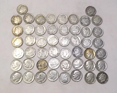 1954 US Dimes 90% Silver Roll Of 50 • $111.20