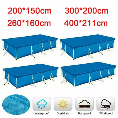 Outdoor Garden Rectangular Swimming Pool Cover Tarpaulin For Intex Bestway Frame • £11.99