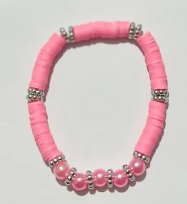 Clay Bead Bracelet With Pearls For Women & Girls Gift • £2.75
