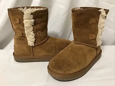 Koolaburra By UGG Victoria Short Boots Kids Size 5 Chestnut EUR 36/UK 14…R29 • $9.99