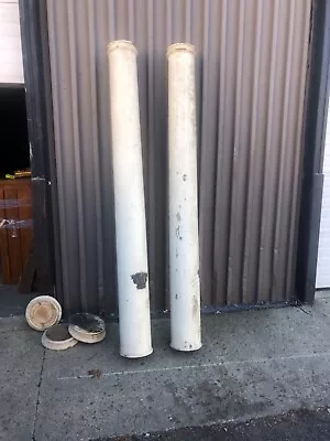 $495 • Buy Vintage Wooden Round Porch Post Column Capital & Plinths 95” X 11.5 & 12” Dia
