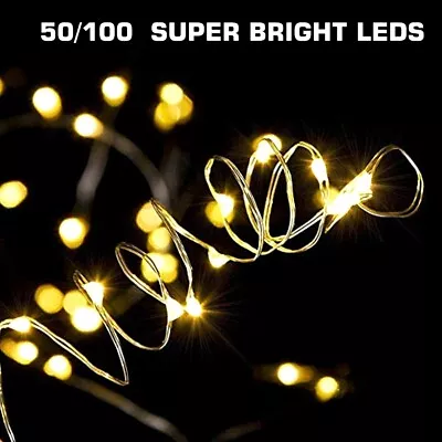 50-100 LEDs Battery Operated Mini LED Copper Wire String Fairy Lights + Remote • $9.49