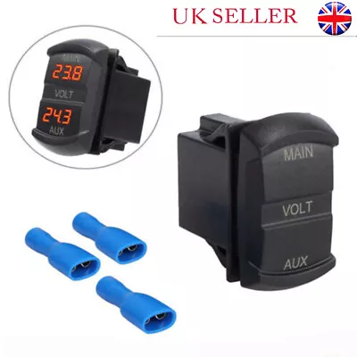 Digital Volt Meter Dual Battery Monitor Voltage Gauge Socket 12V 24V Car UK NEW • £11.86