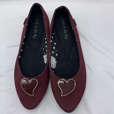 ModCloth Loly In The Sky Everyday Amour Burgundy Flat Shoes Size 9.5 • $23.99