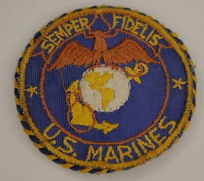 RARE WW2 WWII USMC BX Mirror Patch Semper Fidelis US Marines 3  Diameter • $45