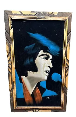 Vintage Velvet Elvis Presley Painting Crying Original Wood Carved Frame Signed • $89