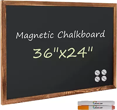Rustic Wood Framed Magnetic Chalkboard 24 X 36 Large Hanging Chalk Board Sign F • $87.39