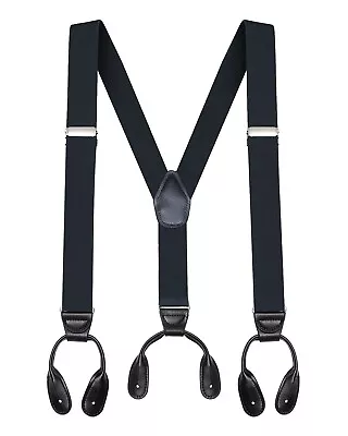 Buyless Fashion Button Suspenders For Men 48  Adjustable Straps 1 1/4  Y Shape • $15.47