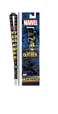 Marvel Comics Black Panther Wakanda Forever Covered Lanyard Black • $11.99