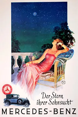 Wishing Upon A Star Mercedes-Benz Luxury Car Vintage Poster Repro FREE S/H • $17.90