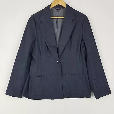 Postie Fashions Womens Size 14 Navy Blue Denim Jacket Fitted Shape Pockets • $24