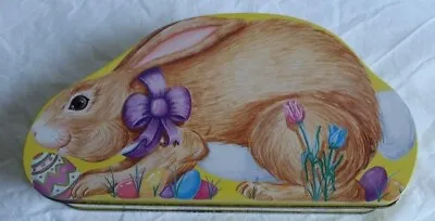 Vintage Tin Box Co Easter Bunny Rabbit Tin Easter Eggs Purple Ribbon • $6.77