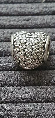 £4 • Buy Silver - Clear Pave Heart Charm - 1.85 G - Pandora Type