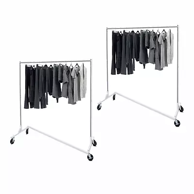 $83.58 • Buy 2PCS Z-Base Garment Rack Rolling Clothing Clothes Rack Sturdy Storage Shelf 