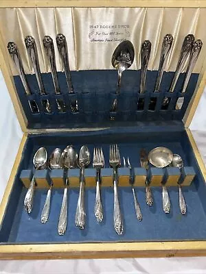 Vintage Rogers Bros Daffodil Silver Plated Flatware ~ 48 Pieces In Box • $135