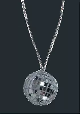 Huge Funky DISCO GLASS MIRROR BALL NECKLACE Retro Theme Party DJ Novelty Jewelry • $6.97