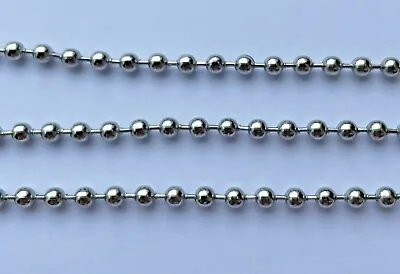 STAINLESS STEEL BALL CHAIN 1.5mm-5mm NECKLACE MAKING JEWELLERY DOG TAG ID • £2.29