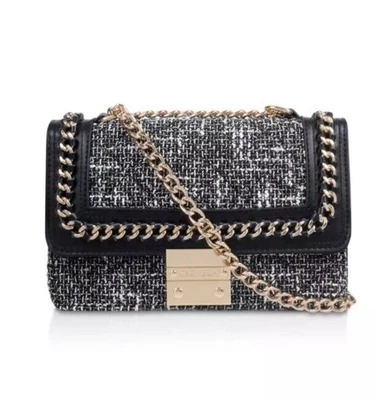 £45 • Buy Black Carvela 'Bailey Quilted Chain Shoulder' Fabric Bag