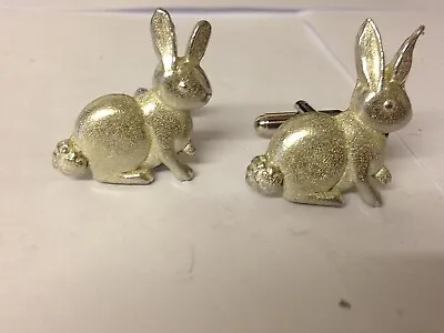 Rabbit Sat Up GT114 2.4cm X 2 English Pewter Cufflinks Cuff Shirt Suit Handmade • $16.16