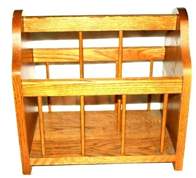 $97.49 • Buy Vintage! Solid Oak Wood Heavy Duty Magazine Newspaper Book Rack Holder Stand 