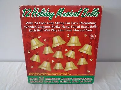 Vintage 12 Christmas Holiday Musical Bells Plays 25 Music Carols • $67.49