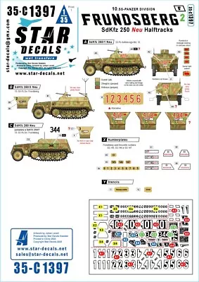 Star Decals 35-C1397 Frundsberg #2. 10.SS-Panzer Division. SdKfz 250 'NEU 1/35 • £9.29