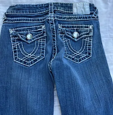 L.A. Idol USA Women’s Size 3 Denim Jeans Size 3 Bling Bootcut White Stitching • $10.50