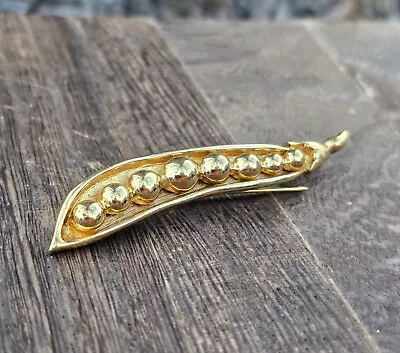 Monet Brooch Pin Gold Tone Pea Pod Vintage • $9.99