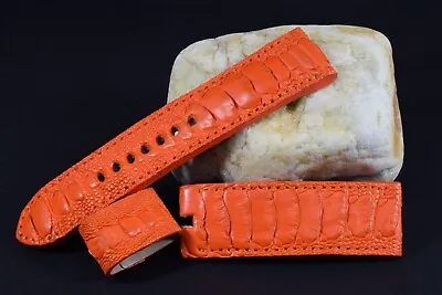 Ma Watch Strap 26/26 130/80 Mm Genuine Ostrich Finger Band Orange For Panerai 24 • $179.20