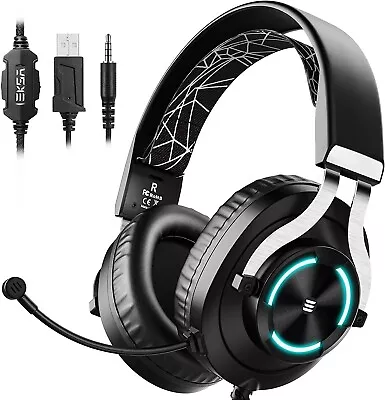 EKSA PS4 Gaming Headset Xbox One Headset With Noise Cancelling Mic + RGB Light • $120.99