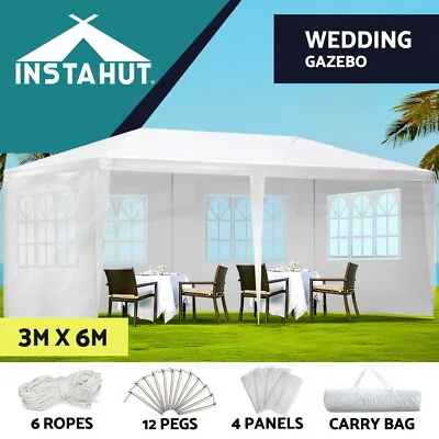 Instahut Gazebo Marquee 3x6 Wedding Party Tent Outdoor Camping Side Wall White • $105.95