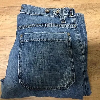 John Varvatos Jeans Mens 34 Blue Straight Leg Stretch Denim USA COTTON LINEN • $35.99