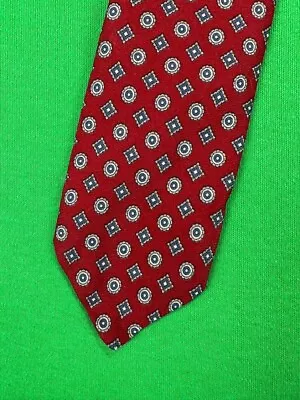 Vintage Sear's Men's Store Necktie Red Geometric Skinny • $14.99