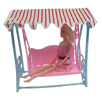 Plastic Pink & Blue Garden Swing For 11 -12  Princess Dolls Dollhouse Furniture • $8.64