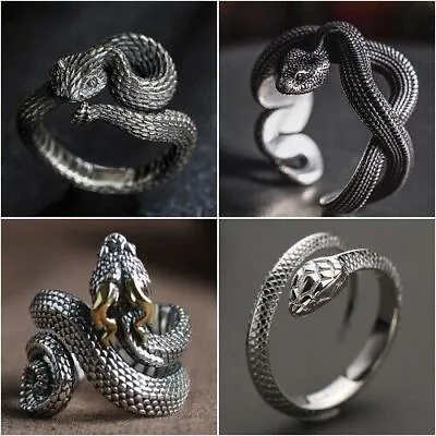 Fashion 925 Silver Snake Ring Jewelry Gifts Women Men Party Ring Adjustable • $2.25